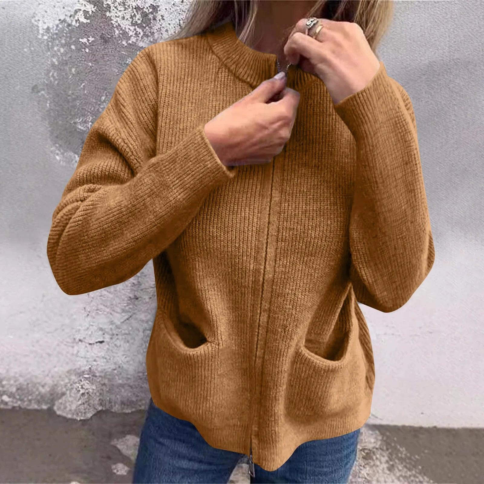 Audrey | Glidelås Strikket Vest for Damer