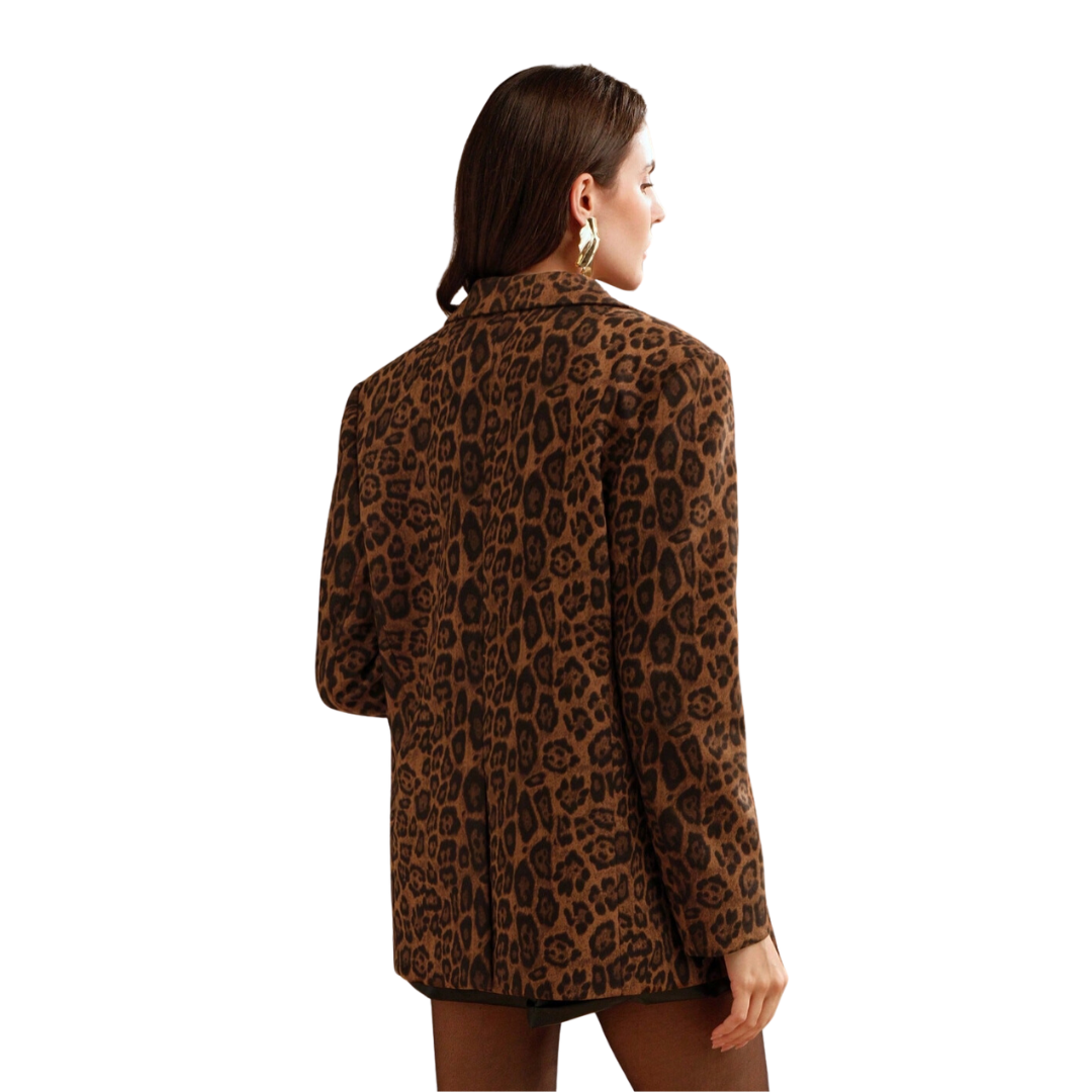 Marie-Claire | Ensfarget Blazer med Leopardmønster