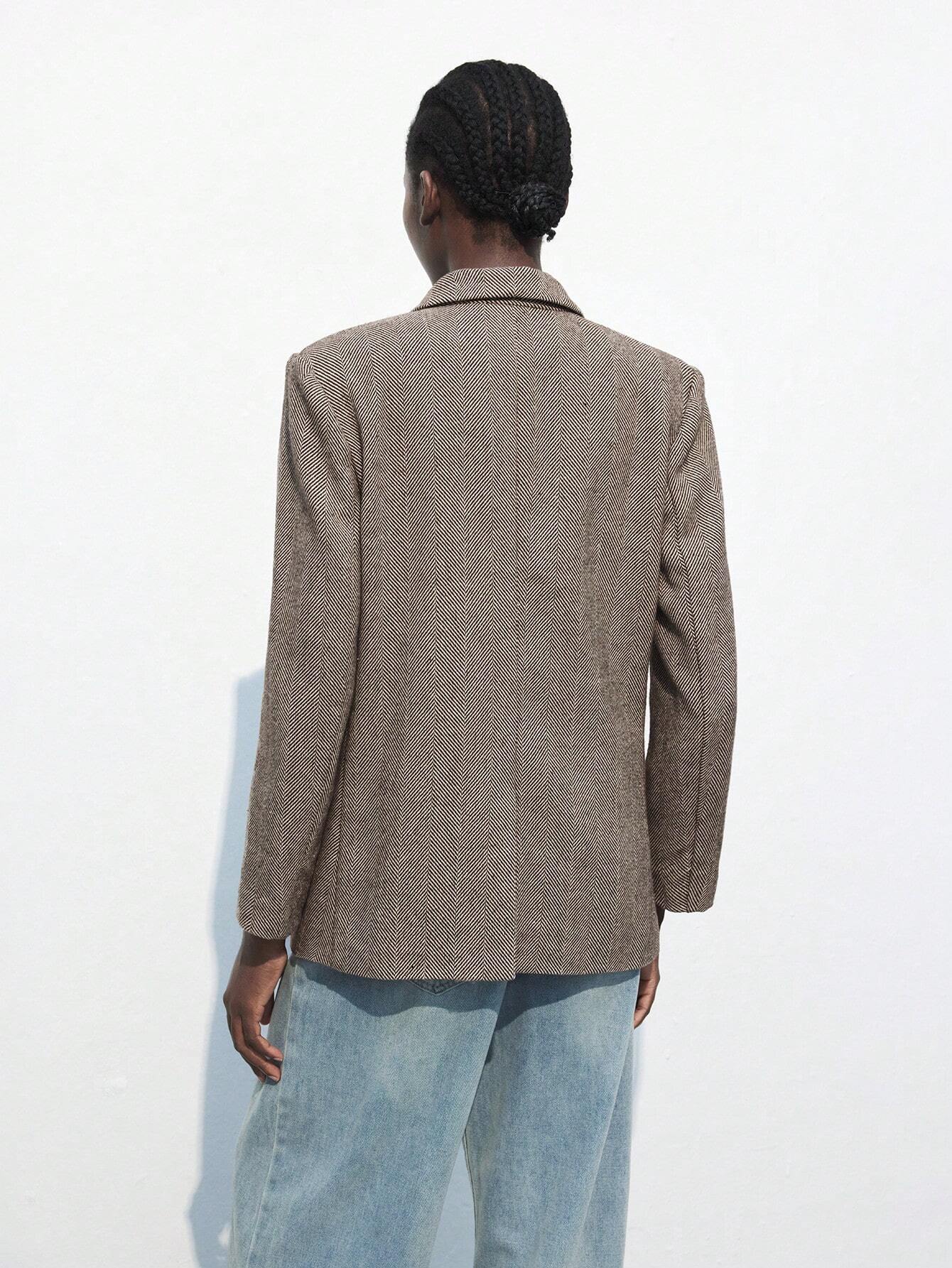 Nicole | Blazer Kafé Brun med Enkel Knap