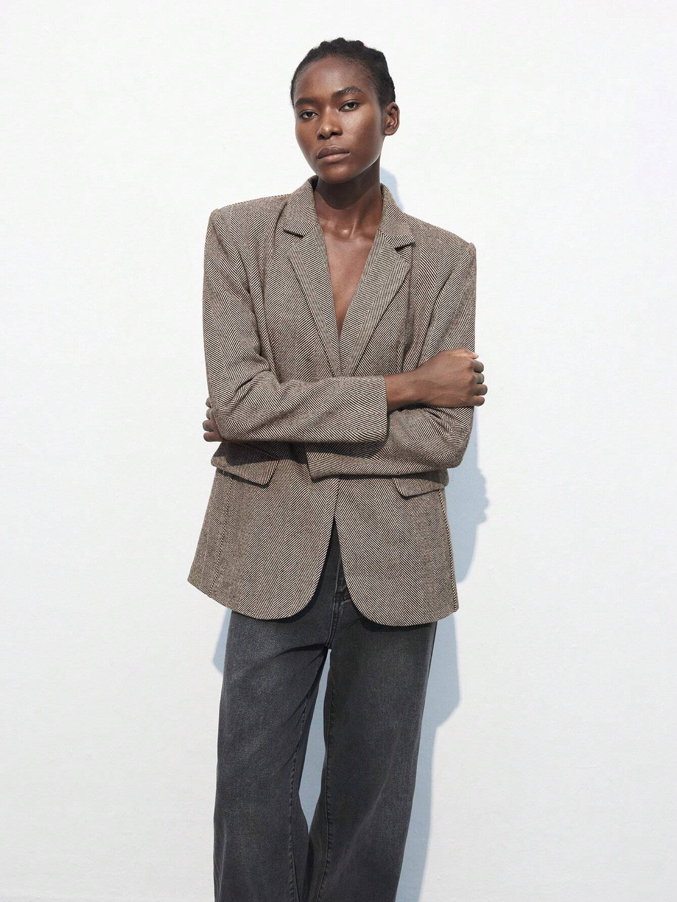 Nicole | Blazer Kafé Brun med Enkel Knap