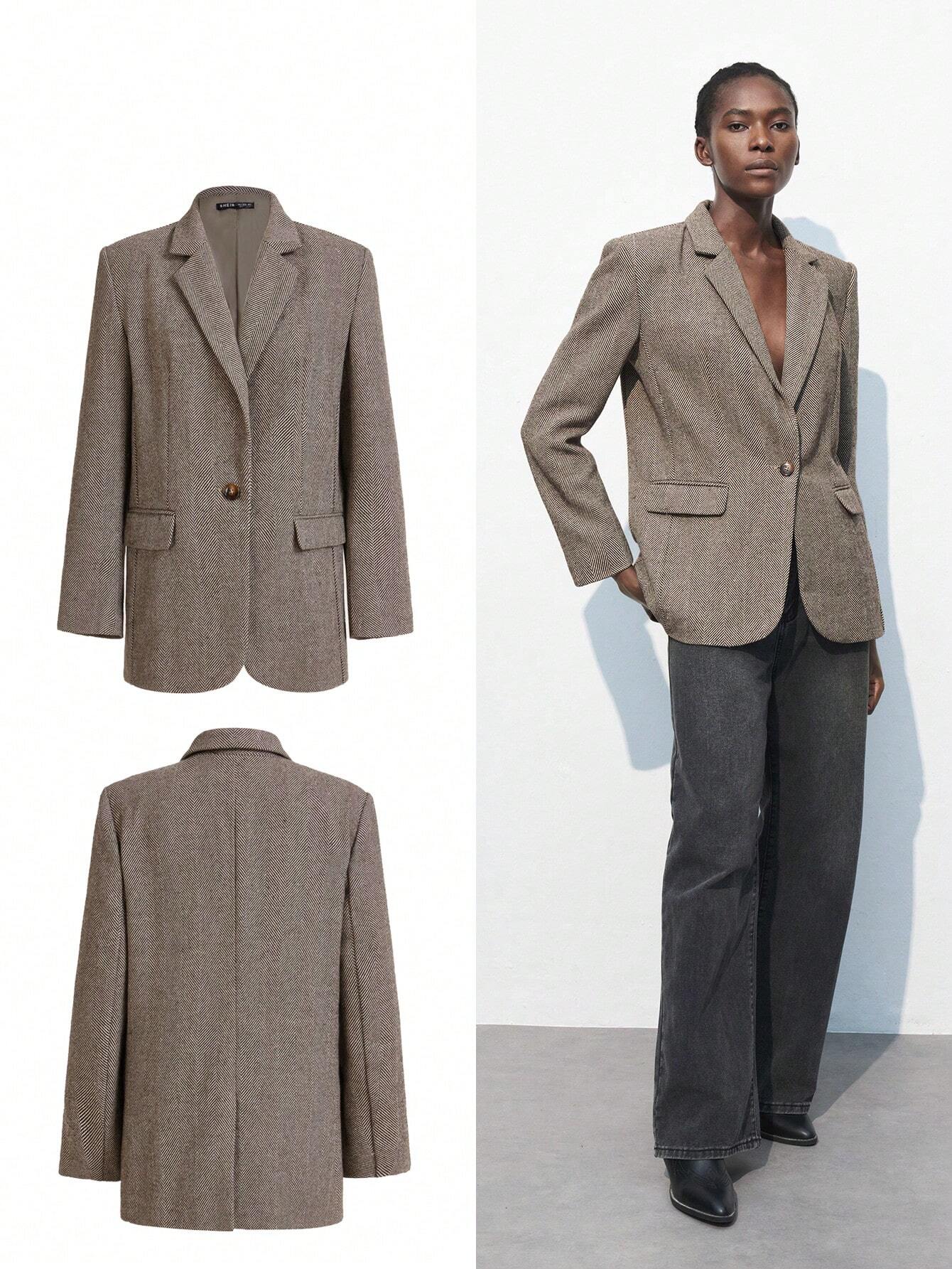 Nicole | Blazer Kafé Brun med Enkel Knap