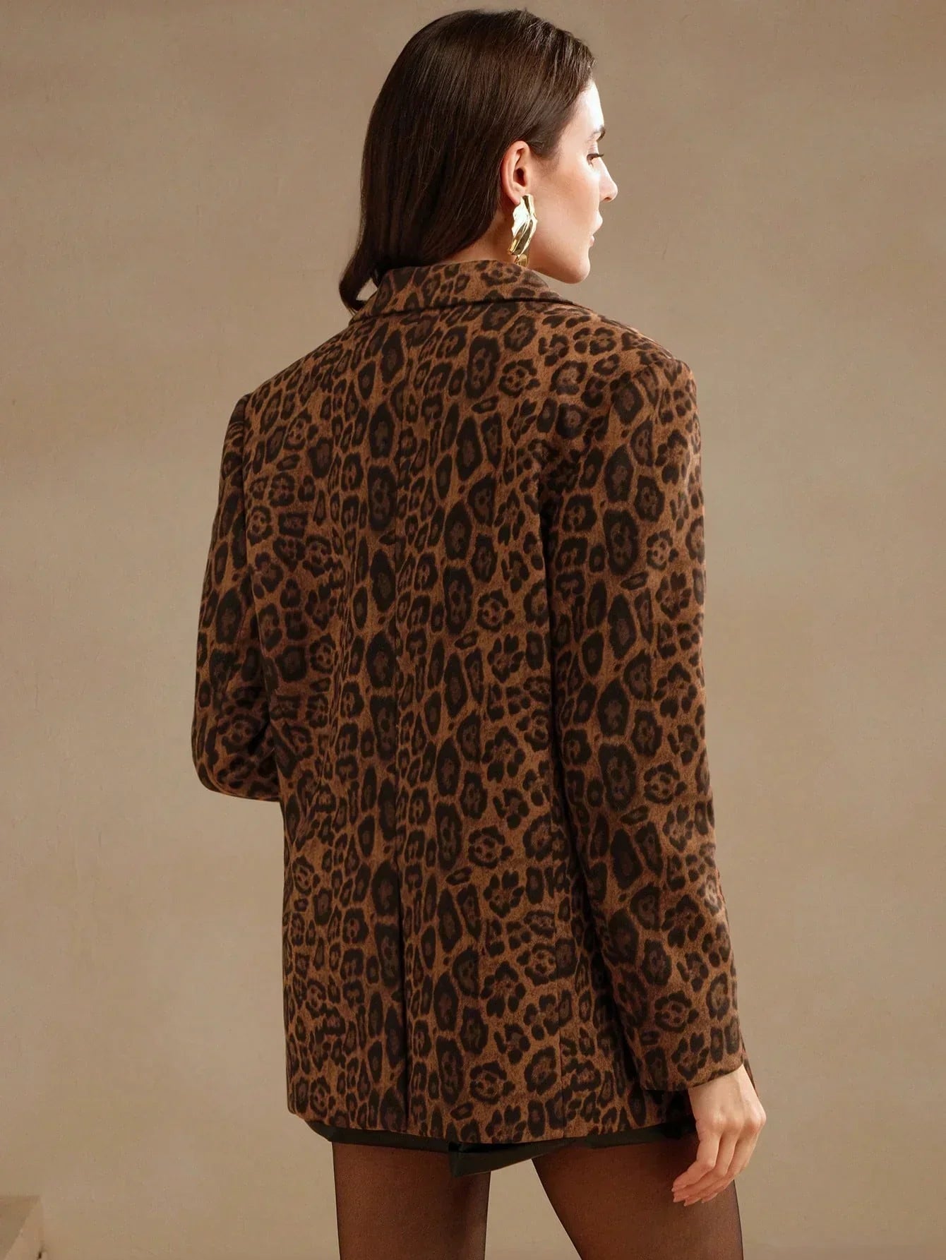 Marie-Claire | Ensfarget Blazer med Leopardmønster