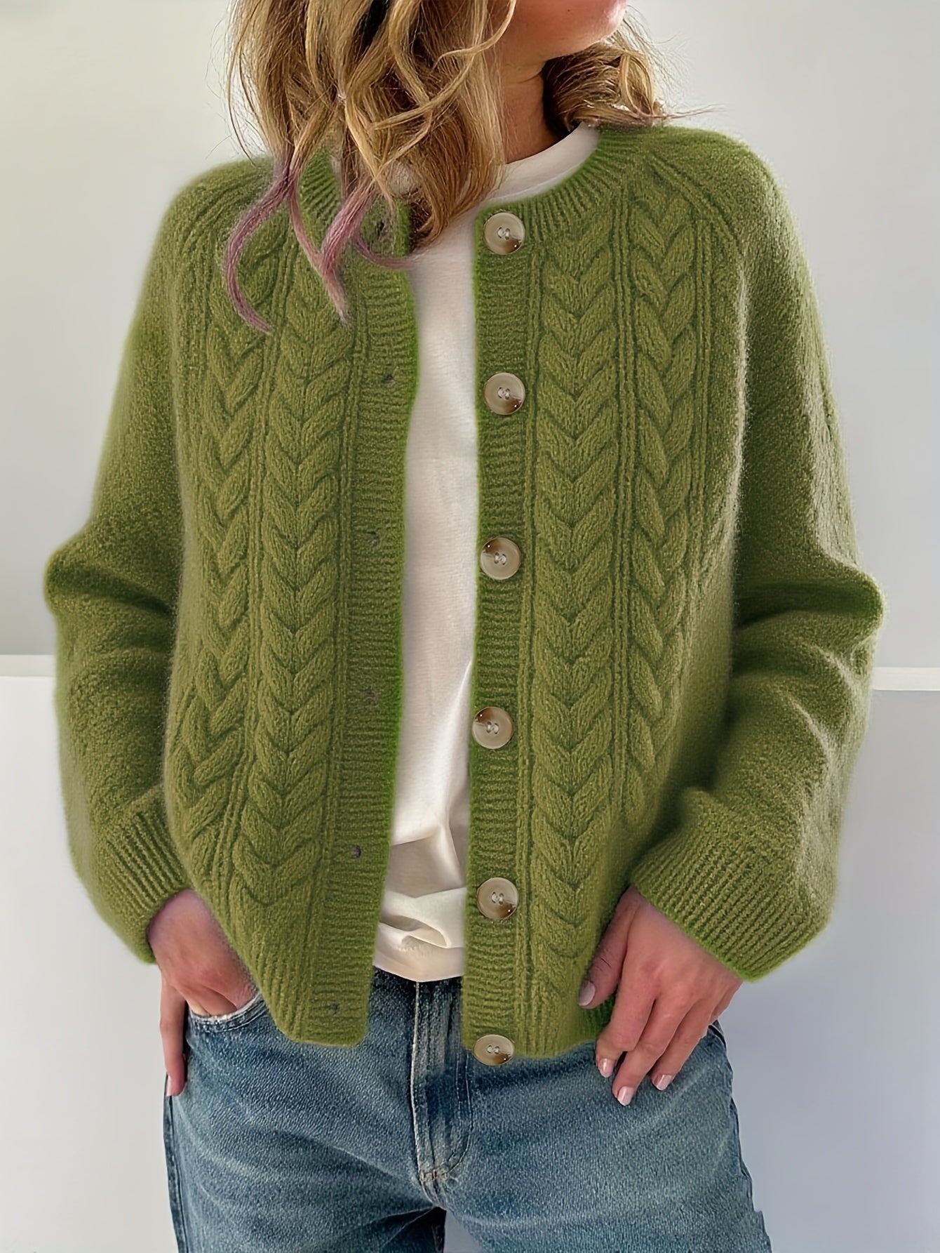 Isolde | Kabelstrikket Cardigan Med Knapper