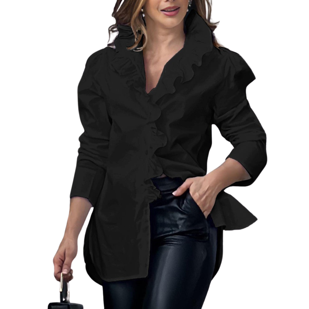 Emy | V-hals Bluse med Rynker Delight Me