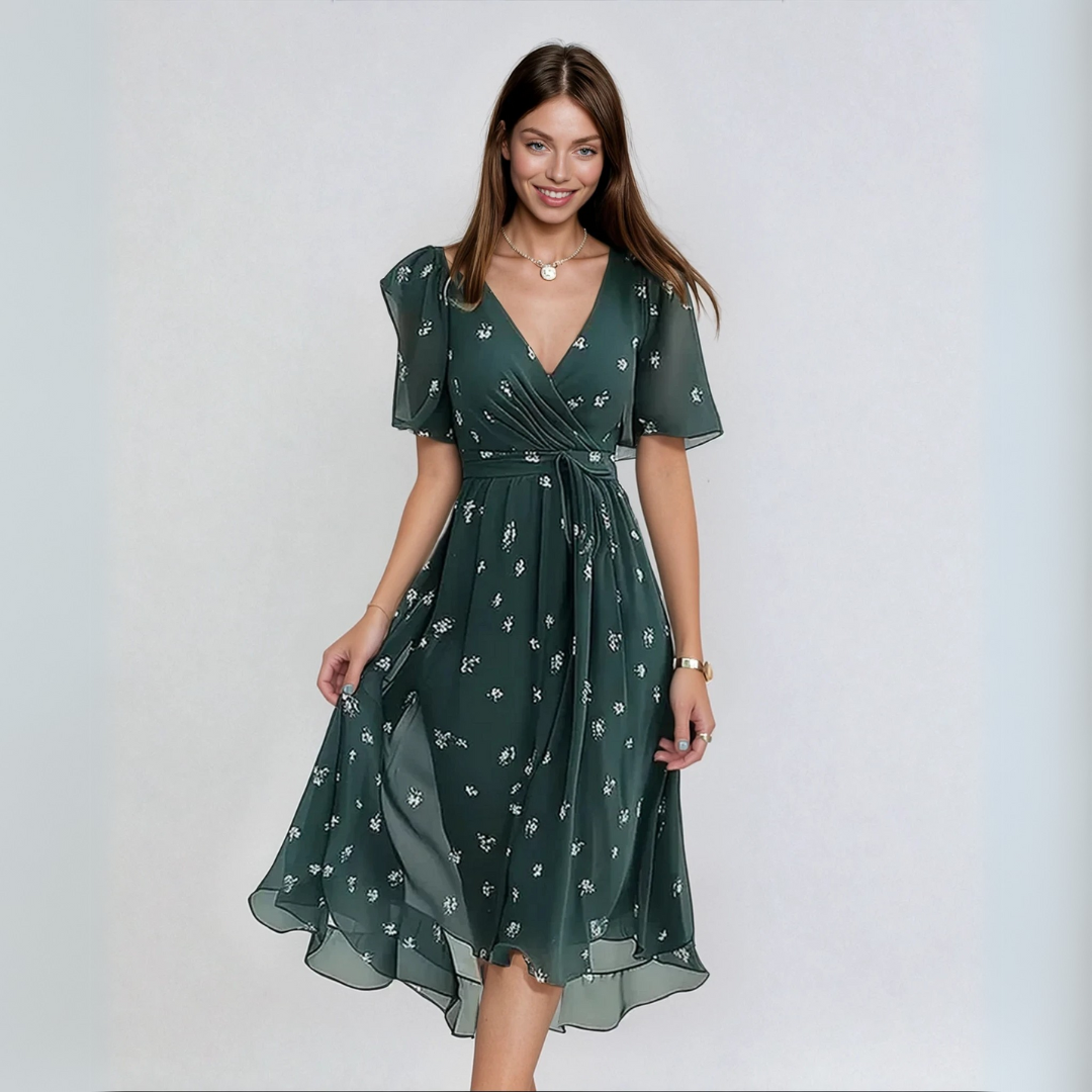 Lina | Elegant Kjole med Korte Ermer