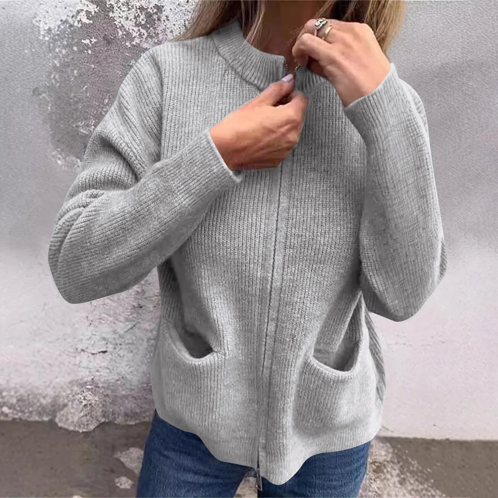 Audrey | Glidelås Strikket Vest for Damer