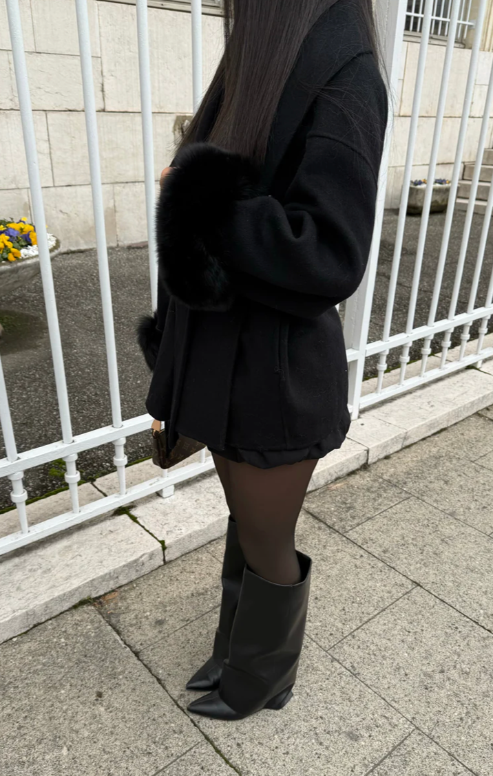 Eksklusiv ullkåpe dame med pels