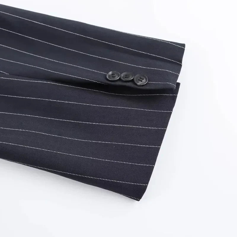 Nathalie | Klassisk Stripet Dobbeltradet Blazer