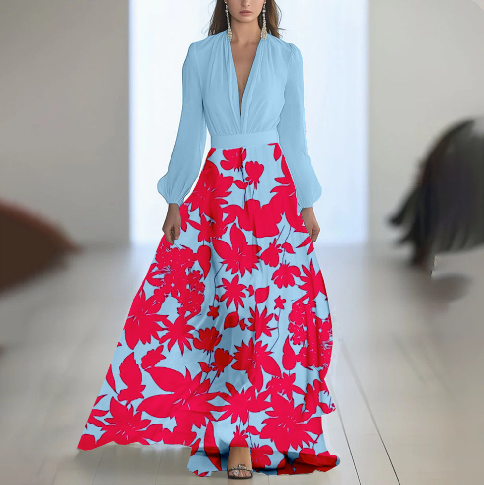 Bénédicte | Lang kjole med blomsterprint