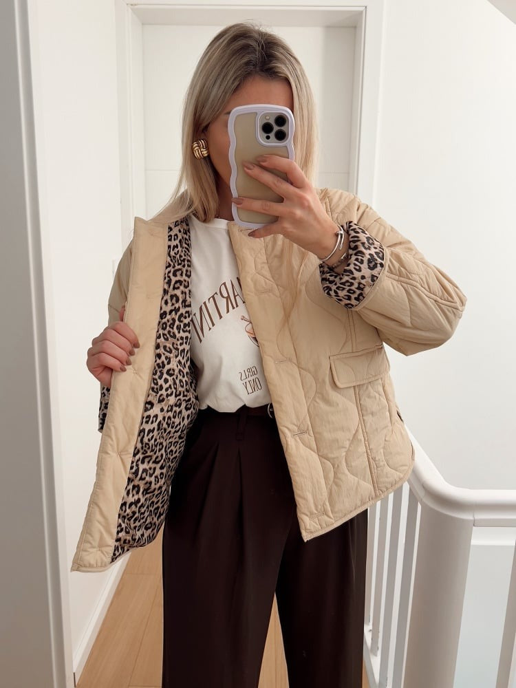 Noémie™ | Elegant jakke med leopardfôr