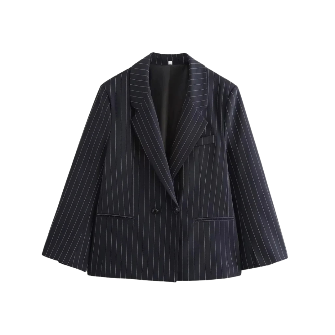 Nathalie | Klassisk Stribet Dobbeltradet Blazer