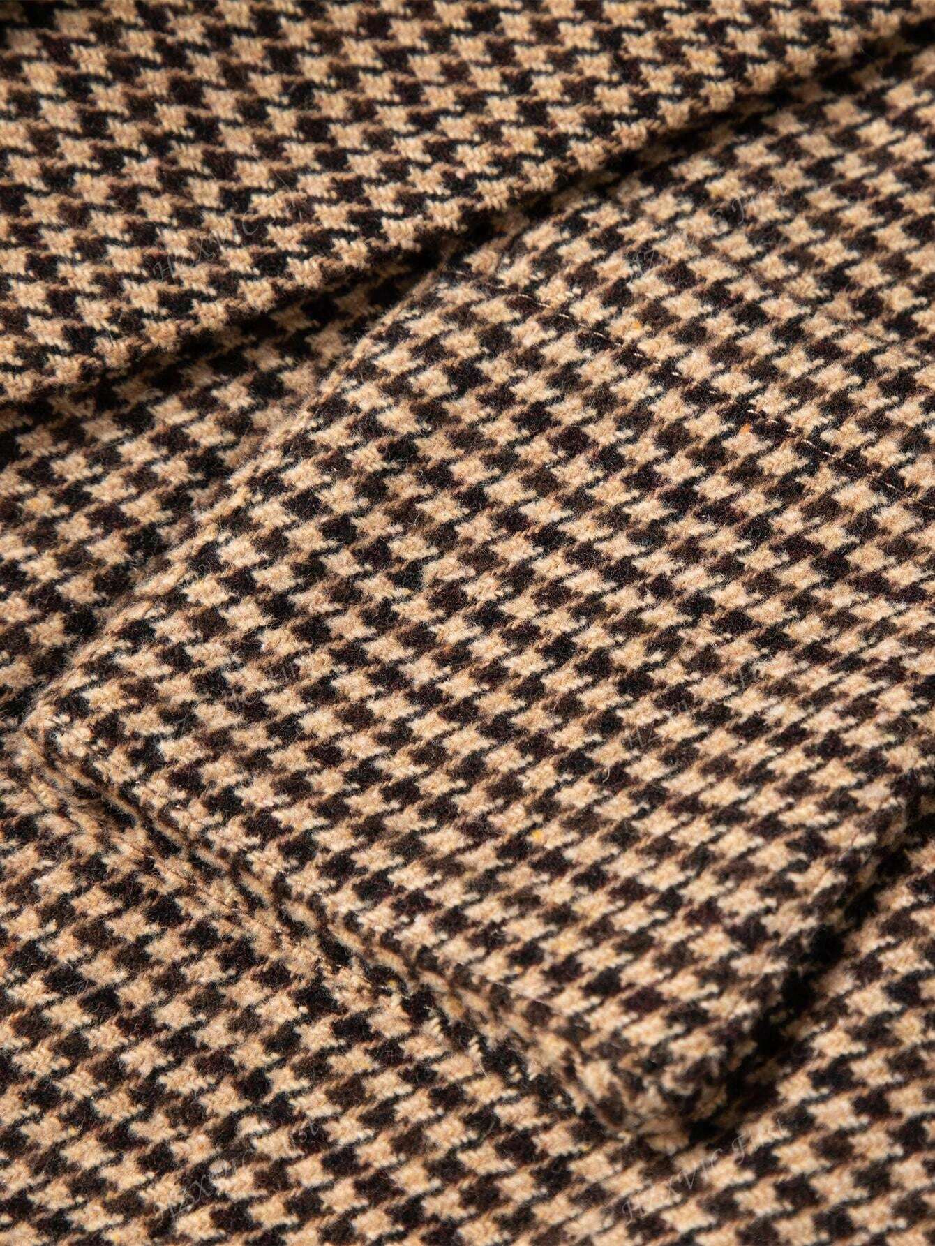 Mathilde | Brun Rute Blazer med Enkel Knapplukking