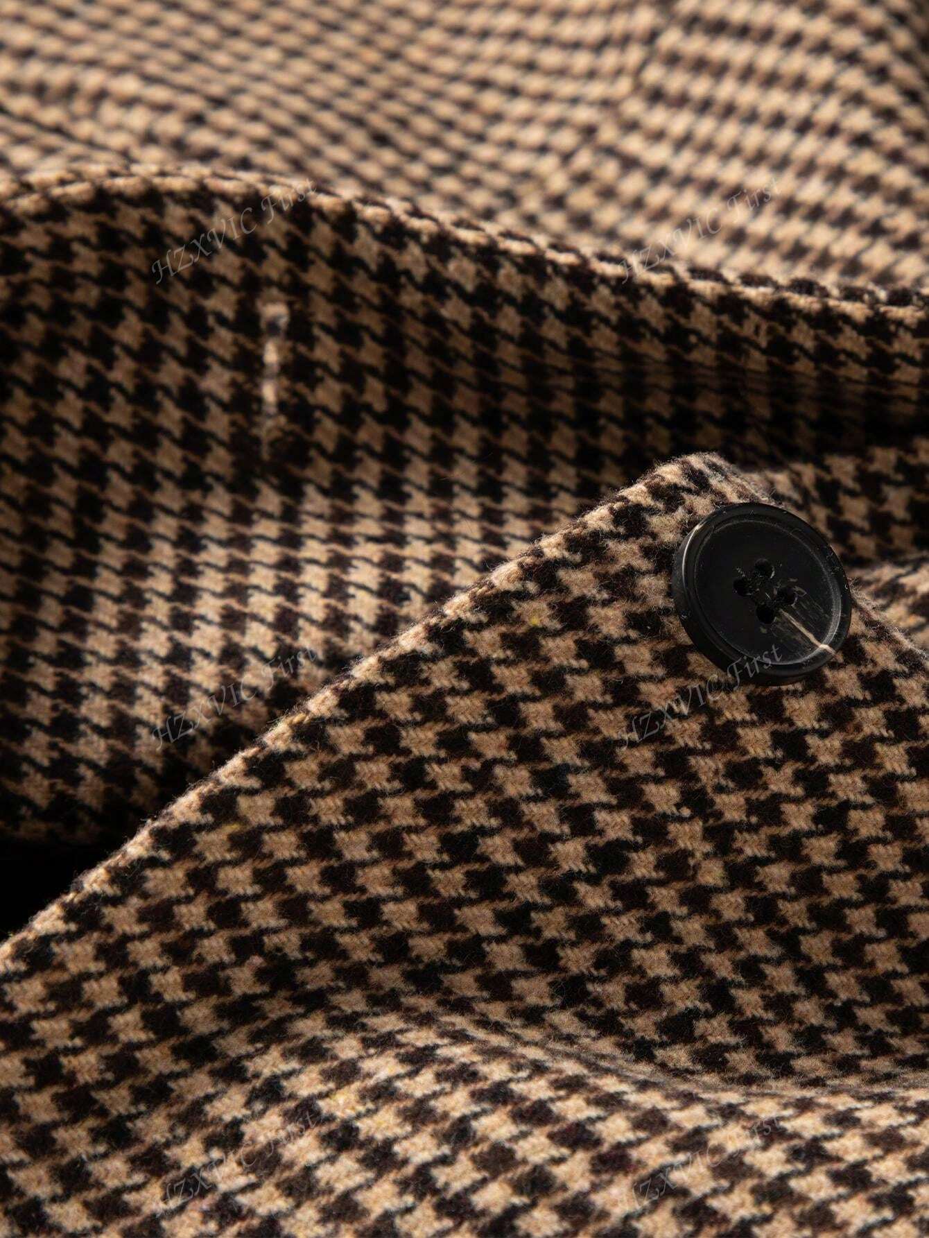 Mathilde | Brun Rute Blazer med Enkel Knapplukking