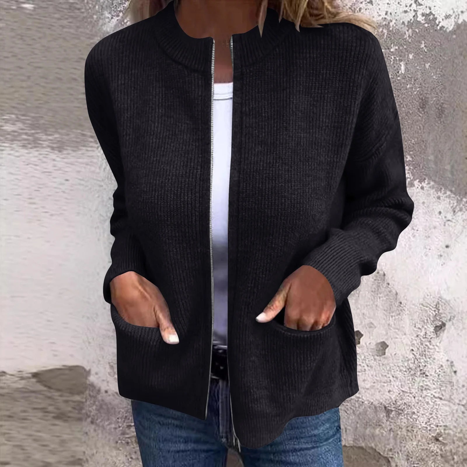 Audrey | Glidelås Strikket Vest for Damer