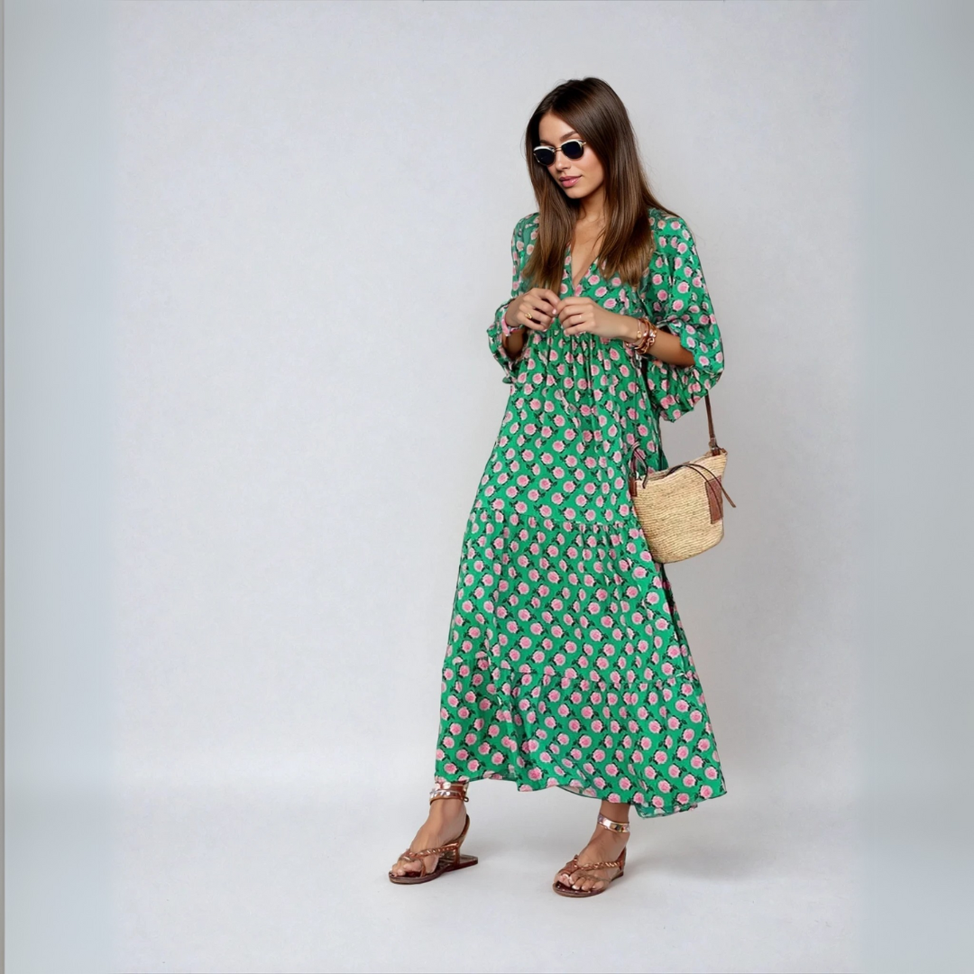 Elin | Maxi Kjole i Boho Bomull
