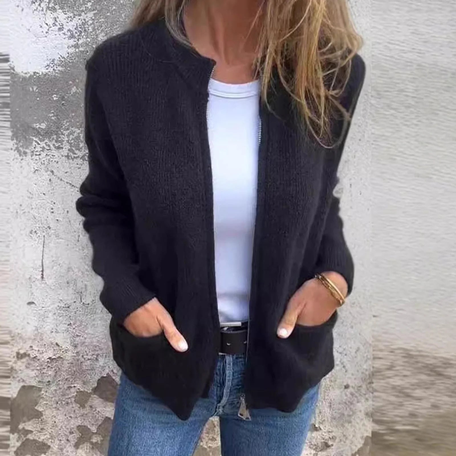 Audrey | Glidelås Strikket Vest for Damer