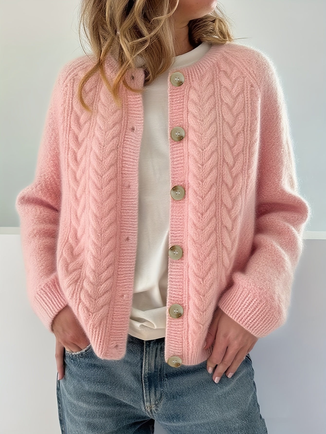Isolde | Kabelstrikket Cardigan Med Knapper