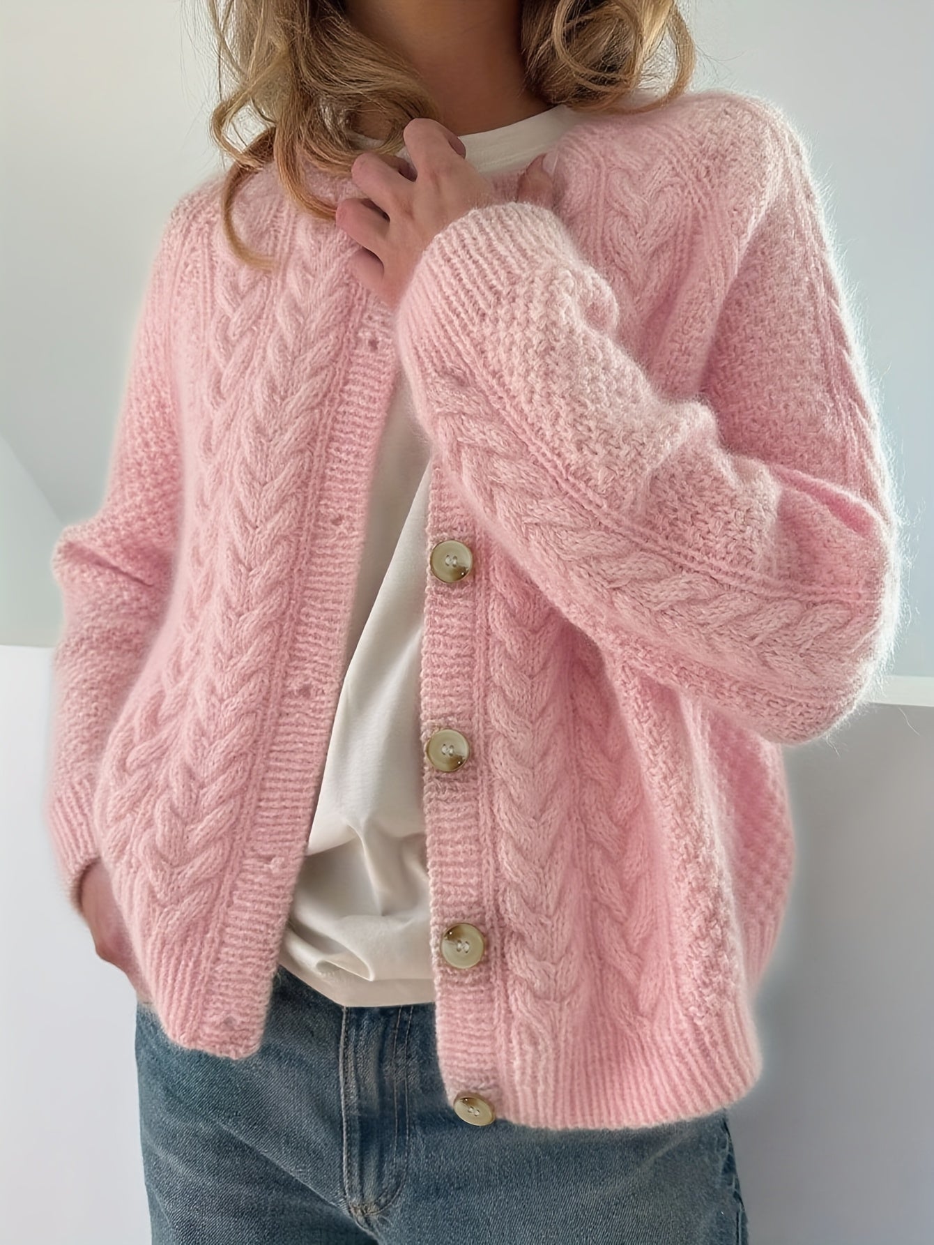 Isolde | Kabelstrikket Cardigan Med Knapper