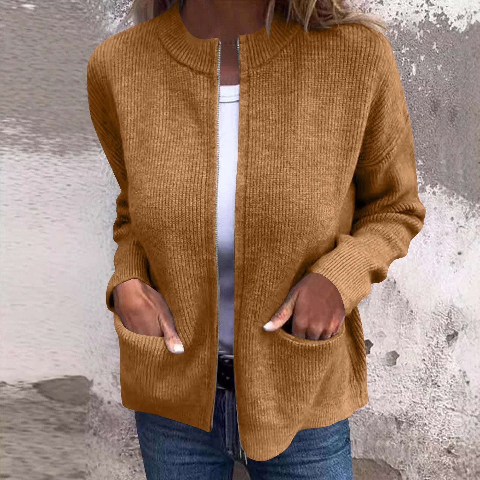 Audrey | Glidelås Strikket Vest for Damer