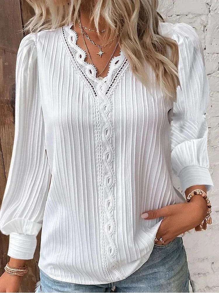 Josette | Bluse med Blonde Detaljer