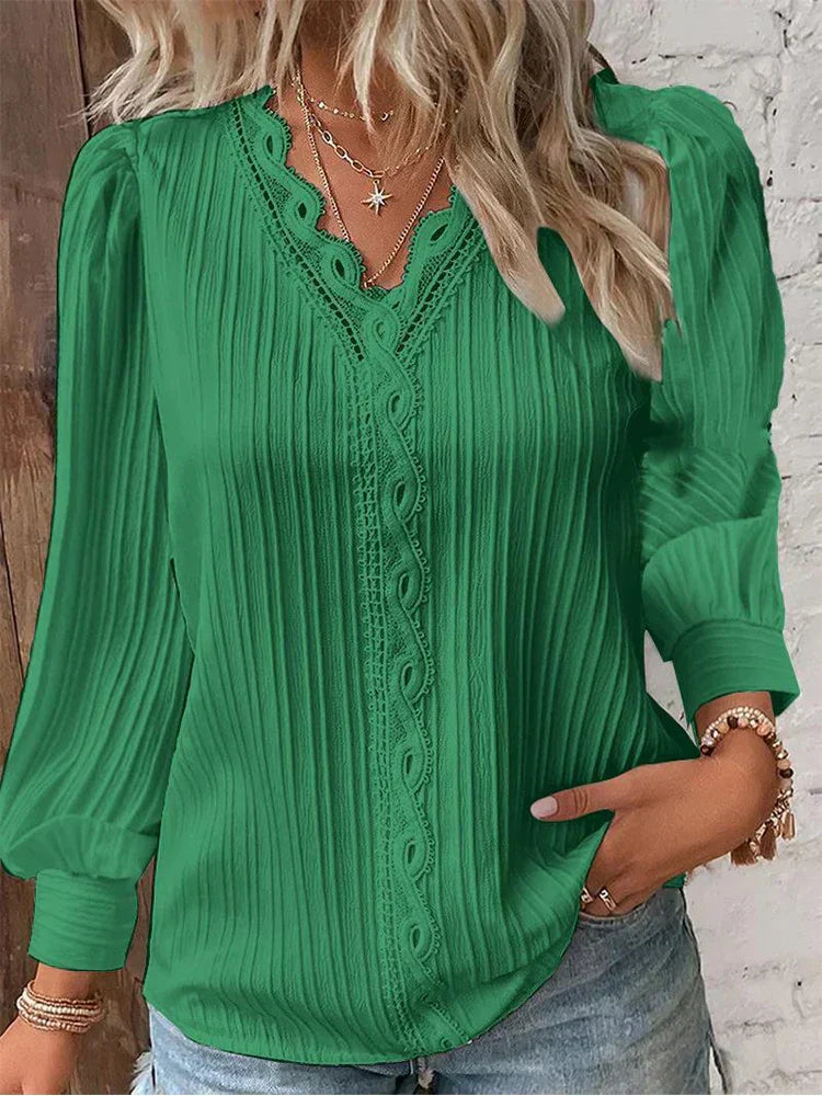 Josette | Bluse med Blonde Detaljer
