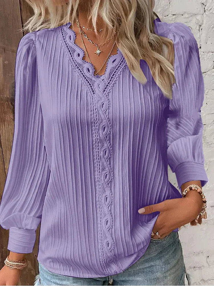 Josette | Bluse med Blonde Detaljer