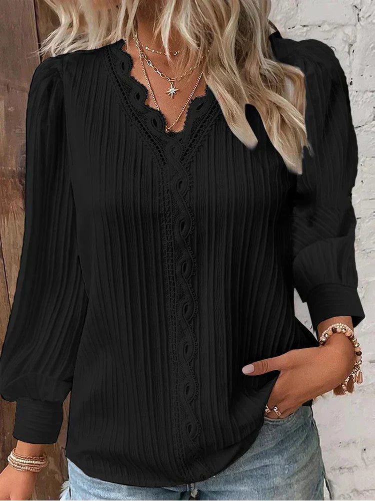 Josette | Bluse med Blonde Detaljer