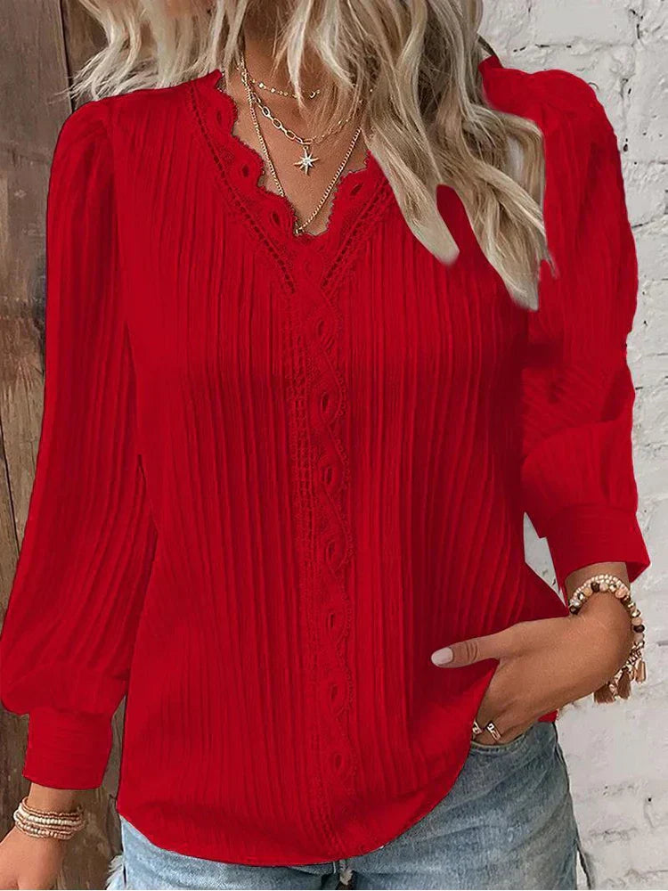 Josette | Bluse med Blonde Detaljer