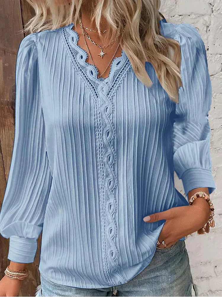 Josette | Bluse med Blonde Detaljer