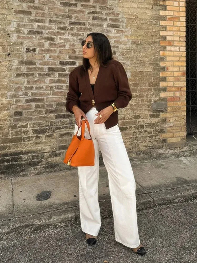 Flavie | Elegant Cardigan med Gullknapp