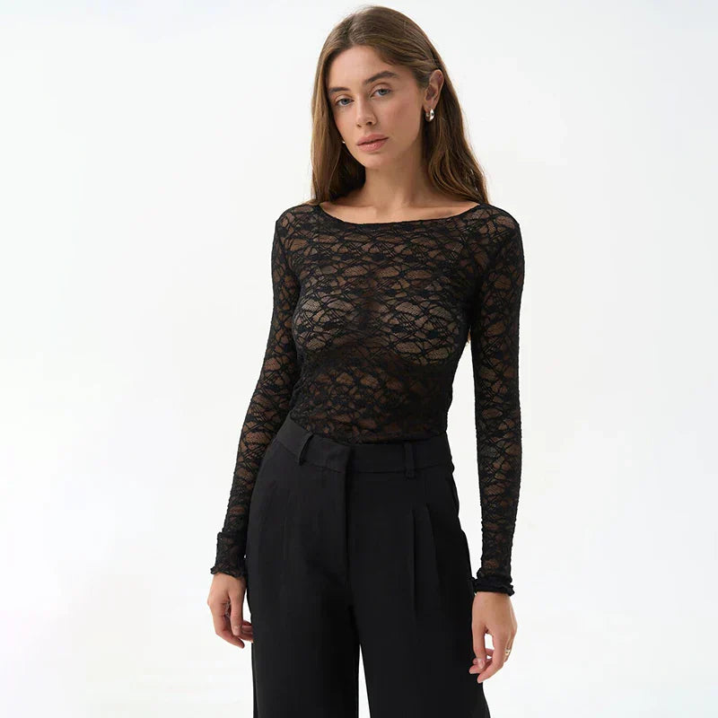 Camille | Den Gennemsigtige Spids Bluse