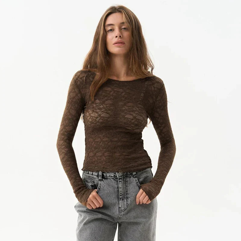 Camille | Den Gennemsigtige Spids Bluse