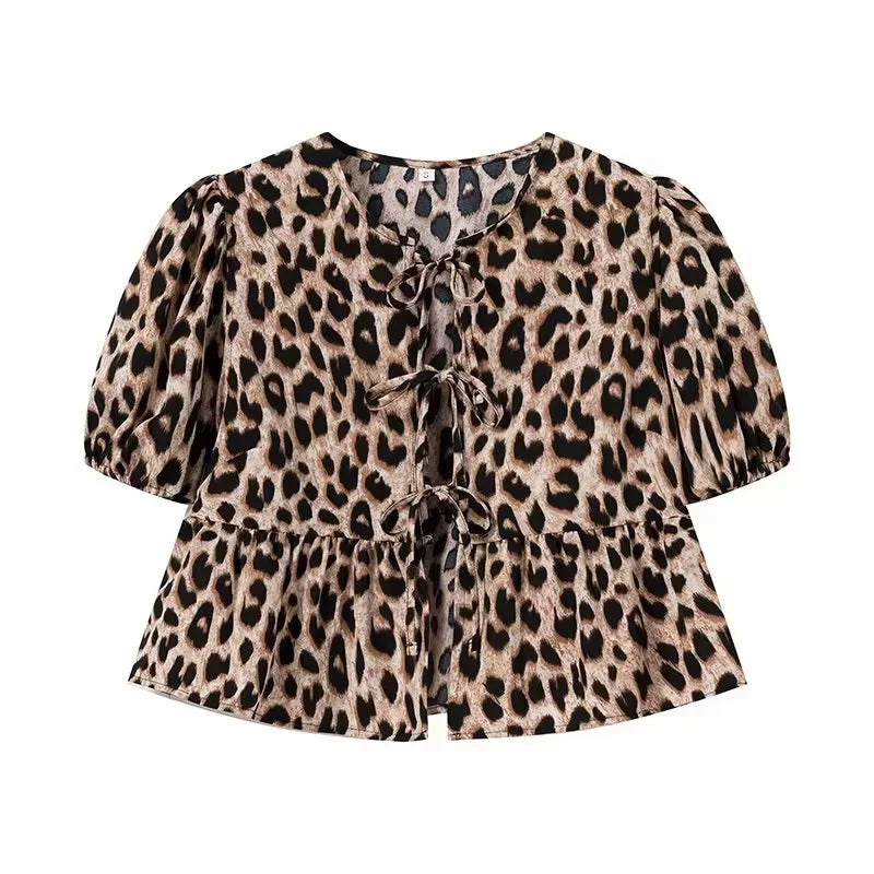 Georgette | Elegant Peplum Bluse med Sløyfe foran