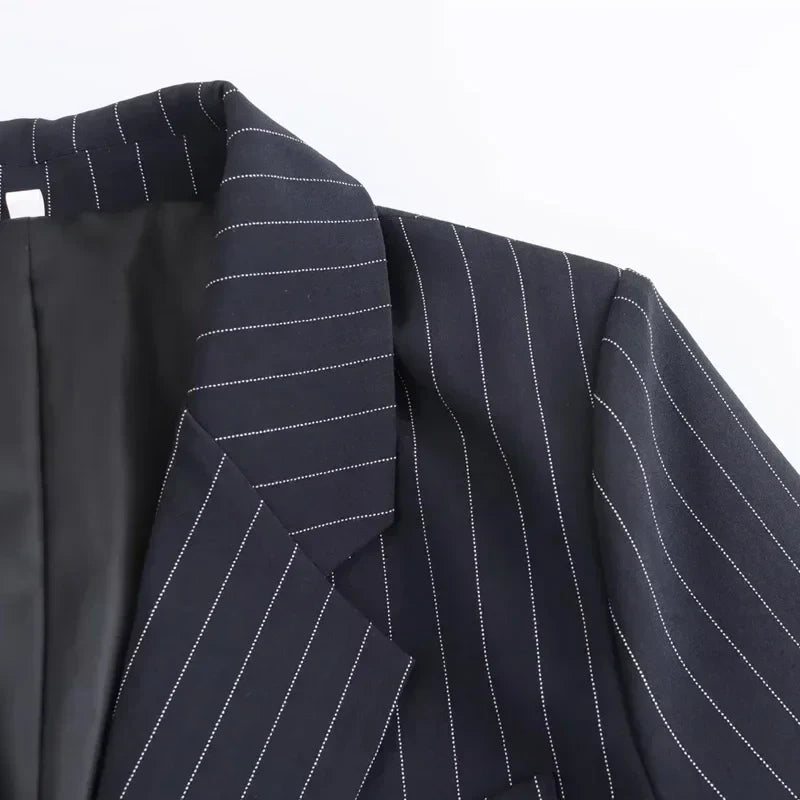 Nathalie | Klassisk Stripet Dobbeltradet Blazer