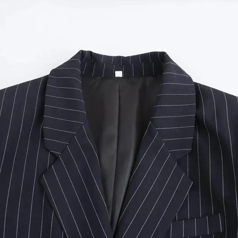 Nathalie | Klassisk Stribet Dobbeltradet Blazer