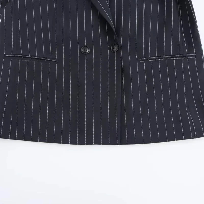 Nathalie | Klassisk Stripet Dobbeltradet Blazer