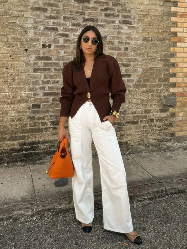 Flavie | Elegant Cardigan med Gullknapp