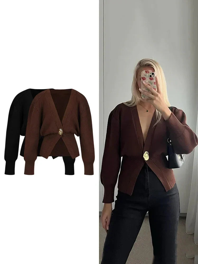 Flavie | Elegant Cardigan med Gullknapp