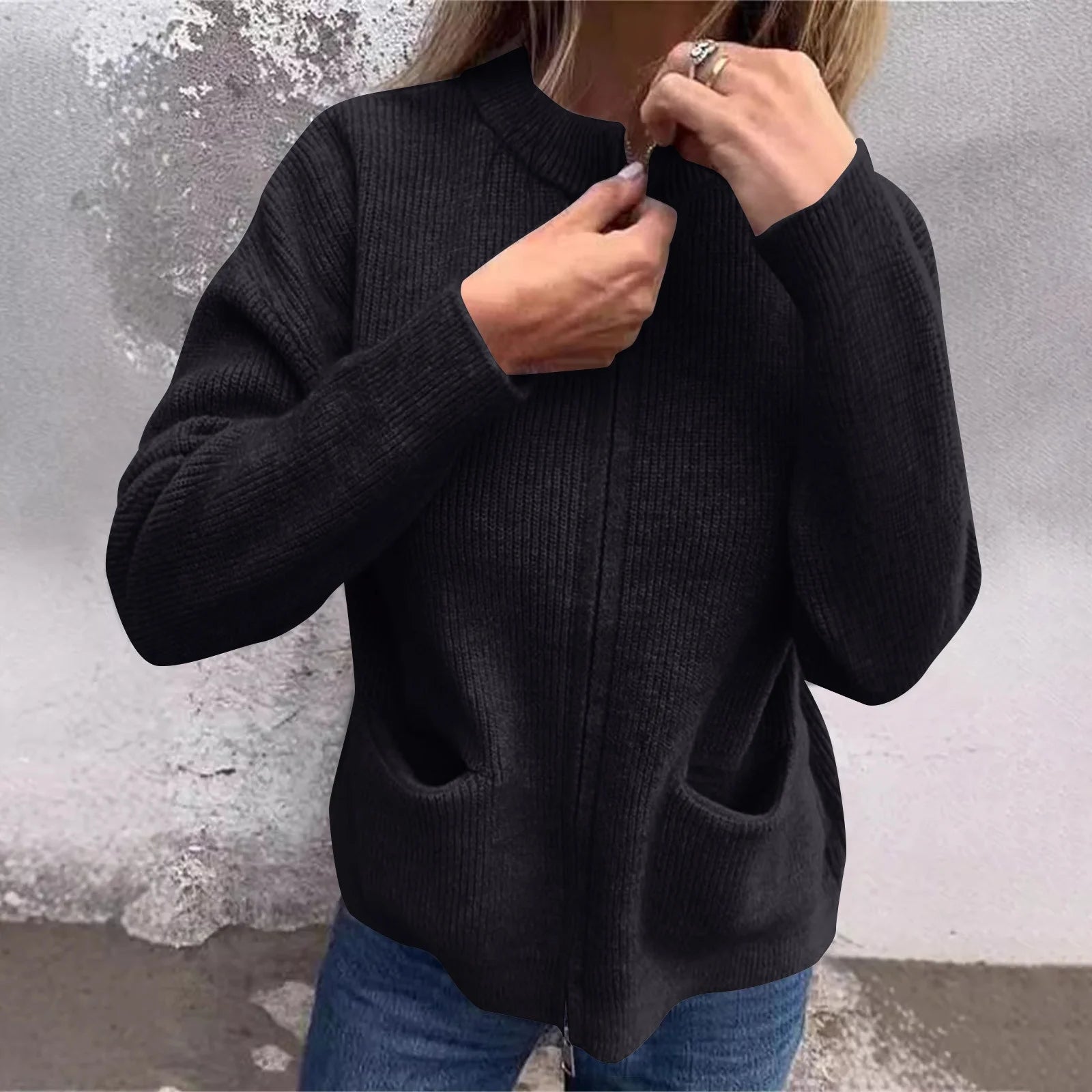 Audrey | Glidelås Strikket Vest for Damer