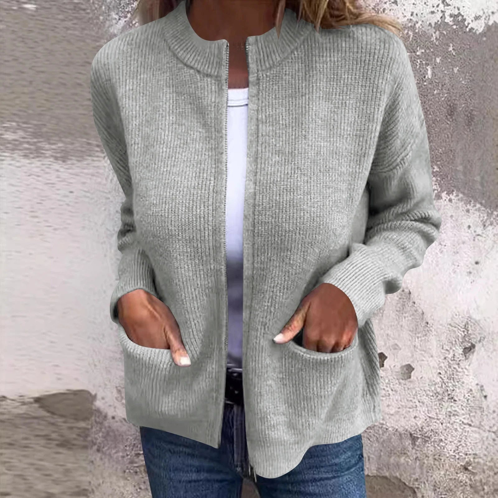Audrey | Glidelås Strikket Vest for Damer