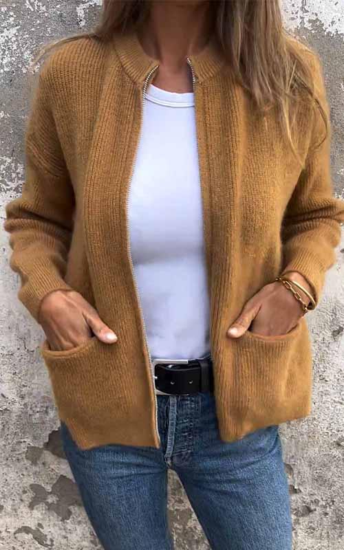 Audrey | Glidelås Strikket Vest for Damer