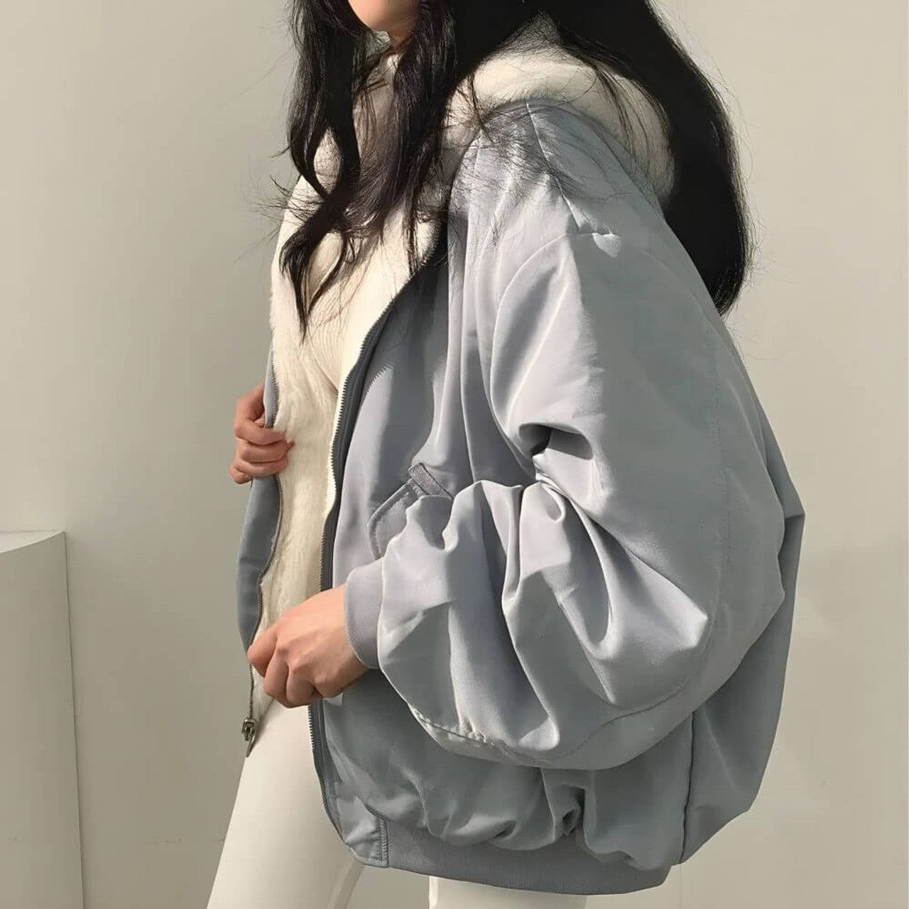 Reversibel hettegenser i teddyull